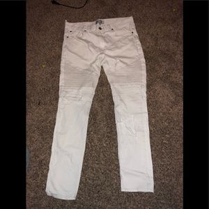 Custom cut white jeans